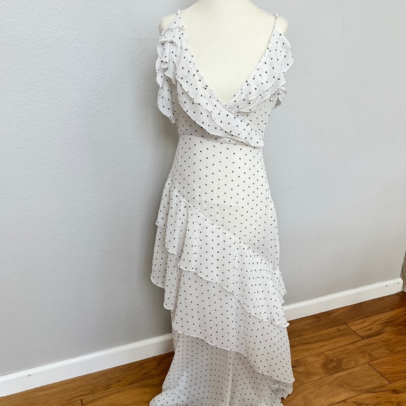 🎉 Sale Forever 21 White Black Polka Dot Long Dress M - Picture 1 of 5